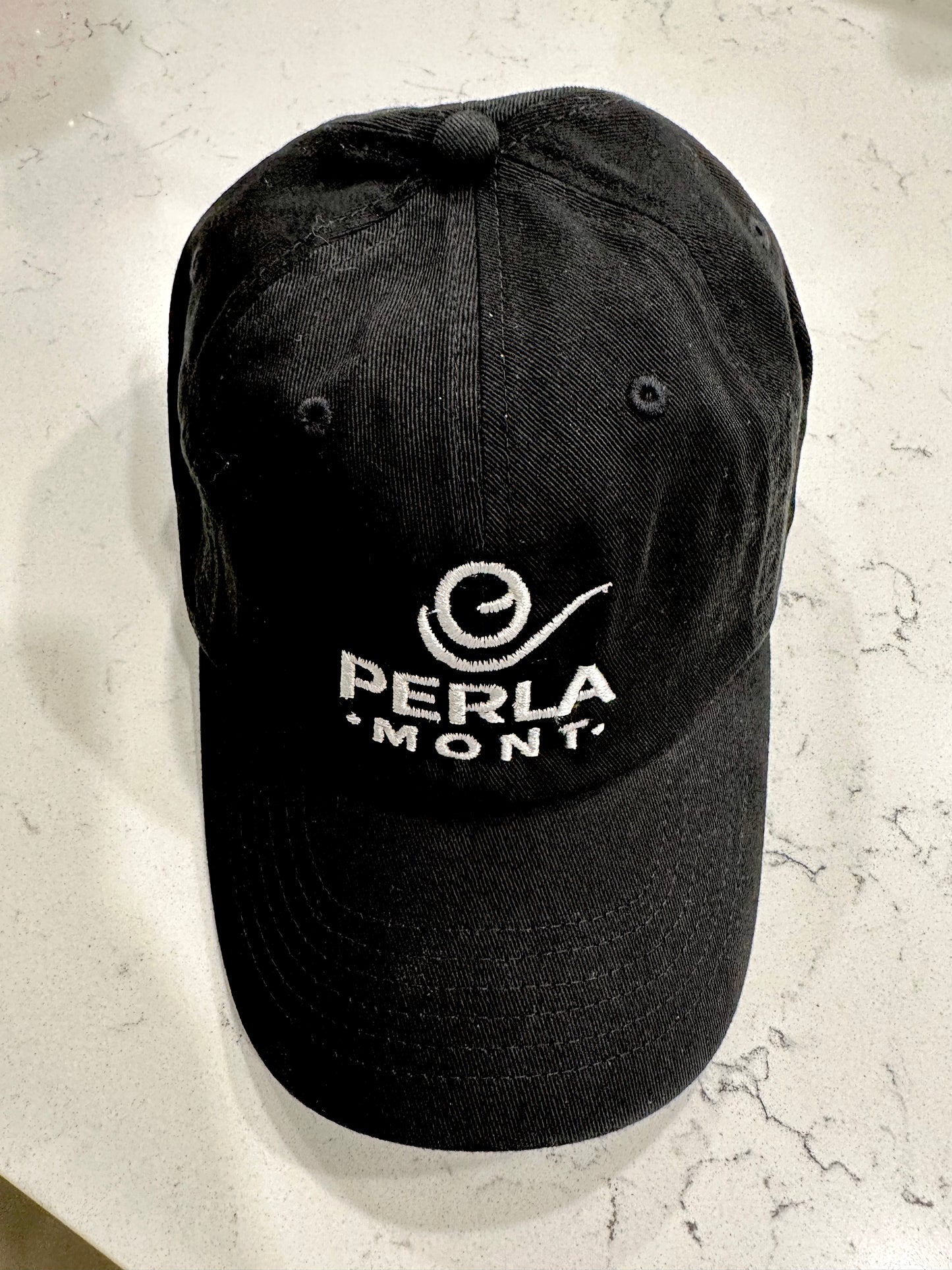 Perla Mont and Logo Adjustable Dad Hat - Black
